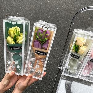 Ramo Pequeño Hecho a Mano de Rosas y <span class=keywords><strong>Claveles</strong></span>, Caja de Regalo de Jabón para el Día de San Valentín, Día del Maestro, Navidad, Compra al por Mayor de 3 Ramos, Flores Artificiales - Product Image 3