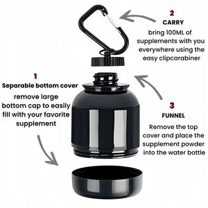 Penjualan langsung pabrik portabel olahraga kesehatan corong Protein bubuk wadah pil Organizer olahraga botol susu Protein - Product Image 3