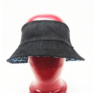 Logo personnalisé imprimé ou brodé Topless coton seau Cloche sans couronne pêcheur chapeau de soleil avec sangle réglable