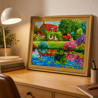 Kit de mosaïque de peinture diamantée Art Déco fait main pour adultes avec diamants ronds et cadre inclus, décoration intérieure pour Paintboy