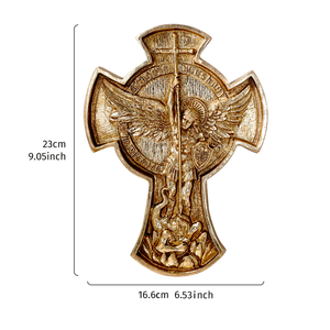 Cruz <span class=keywords><strong>de</strong></span> Pared <span class=keywords><strong>de</strong></span> Resina <span class=keywords><strong>de</strong></span> San Miguel Arcángel, Adorno Colgante, Escultura en Relieve, Decoración Religiosa <span class=keywords><strong>de</strong></span> Pared, Placa Cruzada para Iglesia y Hogar - Product Image 2