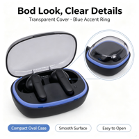 Écouteurs TWS OEM/ODM à moule privé V5.3, Écouteurs sans fil avec coque transparente, Stéréo véritable sans fil, Casque de jeu Type-C