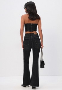 <span class=keywords><strong>Jean</strong></span> évasé taille haute pour femme, noir délavé, coupe slim, avec fente latérale, style bootcut, streetwear vintage - Product Image 3