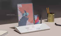 Tableau blanc de bureau en verre effaçable à sec avec support de clavier de bureau d'ordinateur de stockage pour la maison de bureau