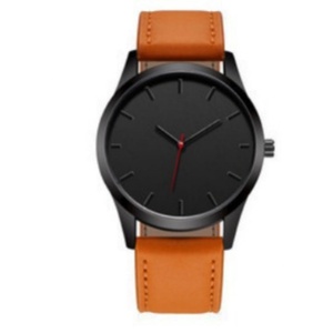 Reloj de cuarzo minimalista para hombre, edición limitada Antique Sport, caja negra mate, correa de cuero color canela, 20 mm, segunda mano roja - Product Image 5
