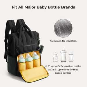 <span class=keywords><strong>Sac</strong></span> à dos à langer matelassé personnalisé pour maman avec poches isothermes pour biberons, <span class=keywords><strong>sac</strong></span> à dos de voyage pour bébé avec matelas à langer intégré - Product Image 1
