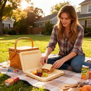 Platos de Papel Biodegradables de 9.5 Pulgadas, Multiusos, <span class=keywords><strong>Desechables</strong></span>, Reutilizables, con Superficie Desprendible <span class=keywords><strong>para</strong></span> Alimentos - Product Image 5