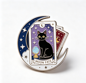 Custom Enamel Moon Fortune Lapel <b>Pin</b> Glitter Brooch Metal <b>Badge</b> for Halloween Christmas Gift - Product Image 1