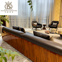 Ensemble de canapé d'angle en cuir de luxe moderne BS, fauteuil d'appoint, table basse, meuble TV, mobilier de salon italien pour villa