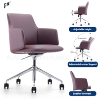 Chaise de bureau pivotante moderne à dossier bas en cuir PU, vente en gros de l'usine de Foshan, garantie 5 ans pour les salles de conférence et bureaux