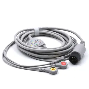 AAMI 3-lead Criticare 504USP/506 ECG patient Cable Snap IEC ECG cable for patient use