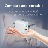 Charger Dinding USB-A USB-C GaN 20W, Pengisi Daya Cepat USB A Tipe-C, Charger Dinding Pengisian Cepat, Charger Laptop USB C, Grosir