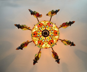 Lampe suspendue en forme de <span class=keywords><strong>perroquet</strong></span>, lanterne en verre coloré, <span class=keywords><strong>lustre</strong></span> oiseau, luminaire de plafond en forme de branche d'arbre - Product Image 4