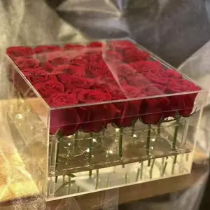 Roses éternelles conservées, 6/lot, vraies roses naturelles et durables, sans effort, boîte en acrylique, vente en gros - Product Image 1