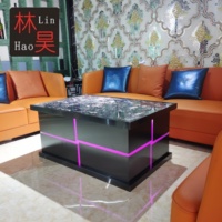 Moderner cooler schwarzer Edelstahl-Marmorplatte LED quadratischer Couch tisch für Wohnzimmer-Bar oder Nachtclub