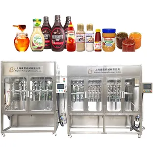 Full Automatic Fruit Paste Thick Jam Honey Jar Tomato Sauce Peanut Butter Can Filling and Capping Machine for Production Line