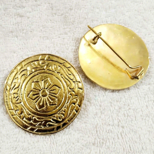 Broche de fibula ostrogótica medieval de cobre con hebilla para colgar espada Tiger Touch TT-7796 PK - Product Image 1