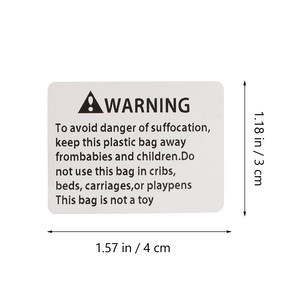 1 rouleau d'étiquettes d'avertissement de suffocation et d'étouffement réutilisables pour l'emballage de décalcomanies et d'autocollants - Product Image 3