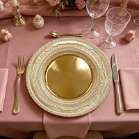 Assiettes de présentation classiques réutilisables en plastique PP doré de 13 pouces, durables, pour la décoration de table de mariage et de la maison
