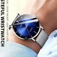Montre pour homme BELUSHI 010 Quartz Casual Business, lumineuse, étanche, bracelet en acier maillé, ultra-fine, bracelet en cuir