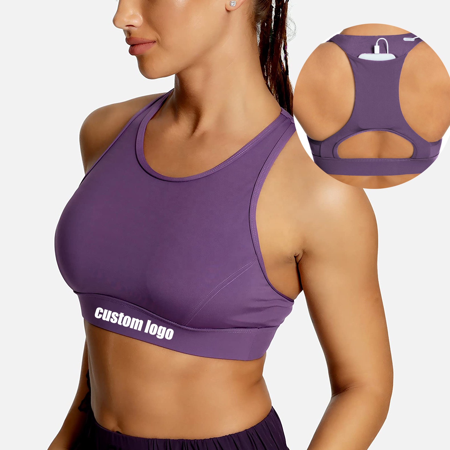 Wholesale Plus Size Women Sport Wear Fitness Gym Sport Bra With Back Phone Pocket