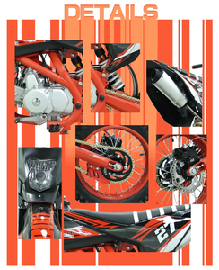 Motocicleta Todoterreno de <span class=keywords><strong>125cc</strong></span>, 4 Tiempos, Chasis de Acero, Arranque Eléctrico/a Pedal, Tanque de Combustible de 4.3L, Motocross para Adultos - Product Image 2