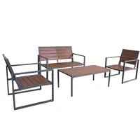 Furnitur Teras Meja dan Kursi Logam Taman Luar Ruangan 4 Buah Set Furnitur Berkualitas Tinggi