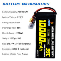 Batterie Lipo personnalisable PONFLY haute performance 10000mAh 6S 22.2V 8S 35C pour pulvérisateur, drone, avion RC, FPV, UAV