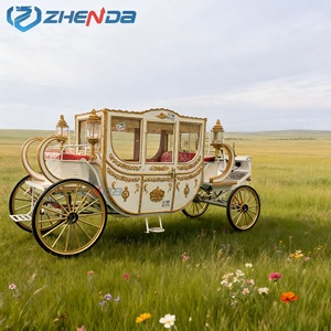 Calèche royale électrique dorée et blanche, gaufrée, avec intérieur luxueux et confortable, pour mariages et visites touristiques, à vendre - Product Image 1