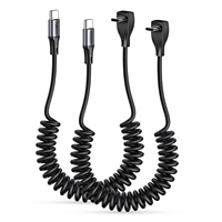Câble d'alimentation USB C SUNGUY 60W, câble de charge rapide, câble de données rétractable, chargeur USB-C, pour téléphone portable, ordinateur portable, voiture