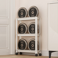 Étagère de rangement double étroite réglable en plastique robuste de qualité industrielle pour salle de bain, maquillage, école, cuisine, salon