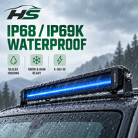 Barre lumineuse LED HSSH 10-50 pouces à une rangée pour la fonte de glace, 50W-250W, faisceau de conduite avec capteur de température, éclairage tout-terrain pour camion 4x4