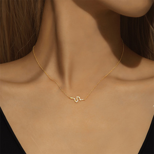 Collier Serpent en Argent Sterling 925 Plaqué Or 18 carats avec Zircon, Simple et Amusant, Chaîne Claviculaire pour Femme - Product Image 5