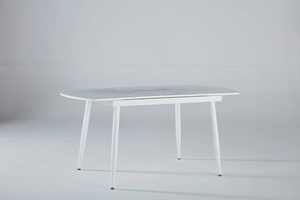 Ensemble de table à manger extensible moderne en verre avec 4 chaises en velours orange rouille et pieds en métal blanc, mobilier de cuisine de luxe pour la maison et les cafés - Product Image 5
