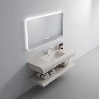 Vente en gros Lavabo de table en résine fait à la main Lavabo à main Lavabo en marbre avec miroir à led