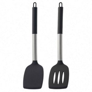Lot de 2 spatules de cuisine en silicone solide antiadhésives à fentes, résistantes à la chaleur, sans BPA, ustensiles de cuisson - Product Image 3