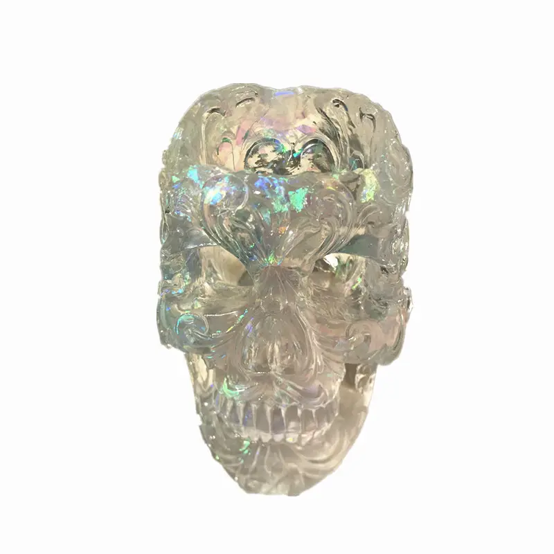 3D di Scheletro A Forma di Stoccaggio Resina Epossidica di Cristallo della Testa Del Cranio di Spazzola di Trucco Supporto Della Penna Titolare