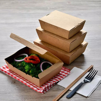 Boîte à lunch jetable en papier kraft, boîte à lunch en papier personnalisée avec logo imprimé, boîte à lunch jetable pour la restauration rapide, boîtes en kraft avec revêtement UV