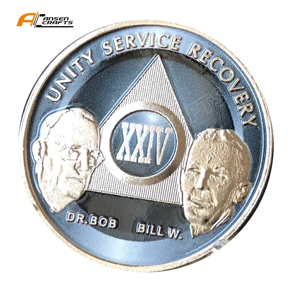 Customized Dr. Bill W. Unity Service Recovery AA founders Medallion Sobriety Bronze Years Chips