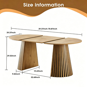 Wooden Dining <b>Table</b> Oval Slatted Base Modern Design Living Room Furniture - Product Image 2