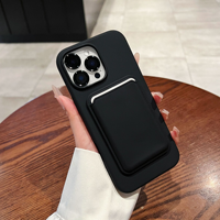 Coques de téléphone magnétiques BAILI Factory Simple Macaron, respectueuses de la peau, avec support de carte, compatibles avec la charge sans fil, en silicone, avec emballage boîte.
