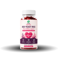 Gummies véganes de levure de riz rouge OEM 1200mg 2% Monacoline K Soutien cardiaque et cholestérol Sans gluten Sans OGM 60 Gummies Marque privée