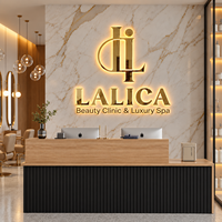 Enseigne de salon de beauté de luxe, lettres 3D LED personnalisées, logo lumineux en acier inoxydable doré pour la réception d'un spa ou d'une clinique