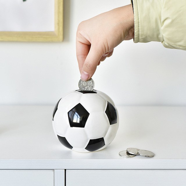 Wholesale Custom Ceramic Football-Shaped Money Box Savings Bank for Coin Storage