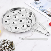 Plat à escargots en acier inoxydable Manjia, plats à champignons avec pinces et fourchettes à escargots, outils pour fruits de mer, ensemble d'outils de service pour escargots français
