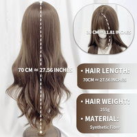 Perruque synthétique MEISU 28 pouces, ondulations naturelles, brun clair, sans colle, résistante à la chaleur, longue, pour usage quotidien, vente en gros, densité 150 %