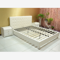 Lit double en cuir Pu souple, de haute qualité, bon marché, rembourré doux, avec cadre en bois et chaussons pour meubles de chambre à coucher
