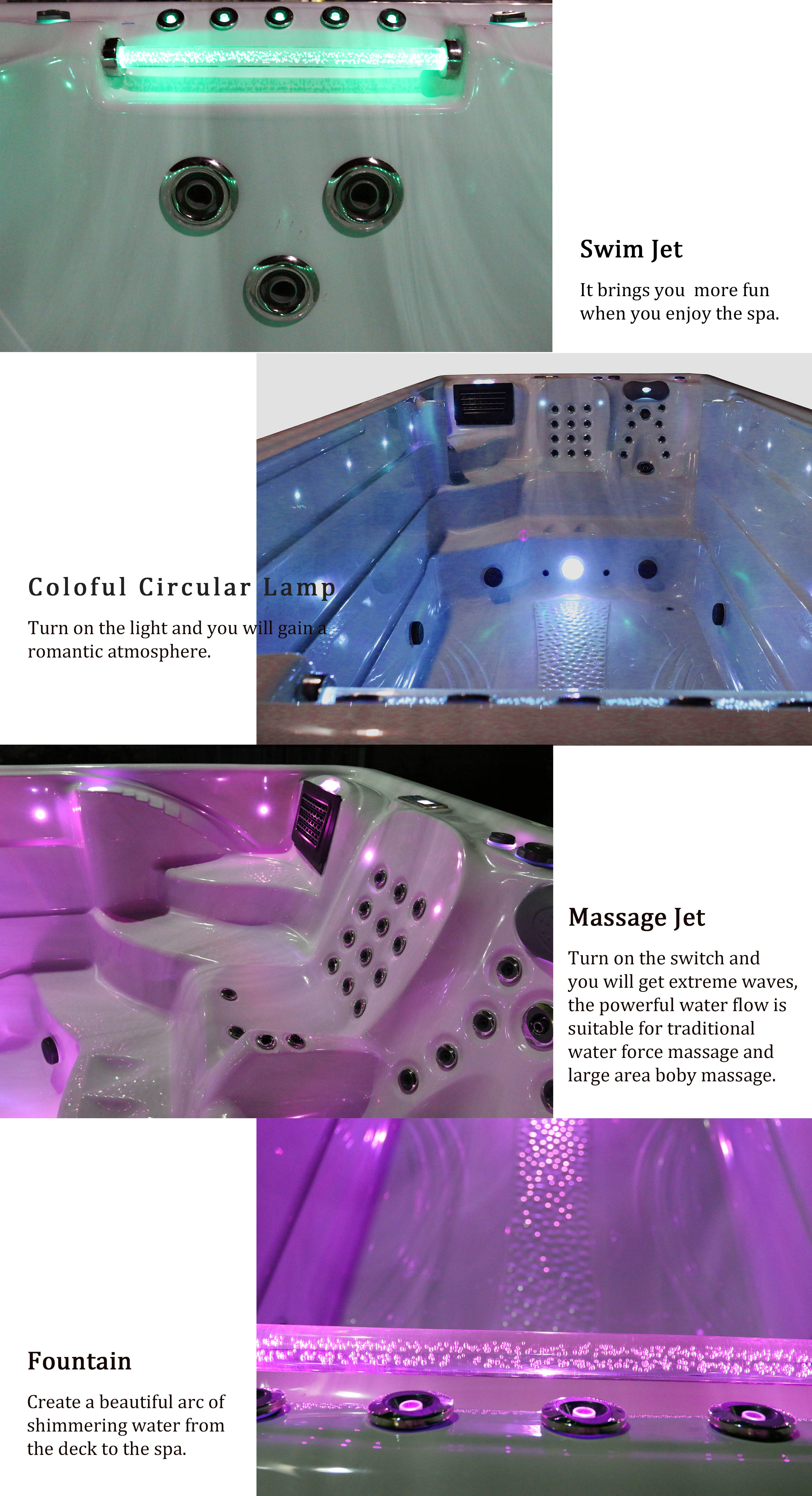 Freestanding Endless Spa Pool Outdoor Massage Swim Spa For 6 Person