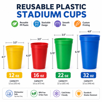 Gobelet de stade réutilisable en plastique de 16 oz sans BPA, avec logo personnalisé imprimé, gobelet souvenir pour événements sportifs et fêtes