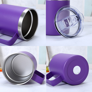 14oz Custom Vacuum Insulated <b>Double</b> <b>Wall</b> 304 Stainless Steel Camper Camping Tumbler Travel Coffee <b>Mug</b> Thermos Handle Lid Boiling - Product Image 3